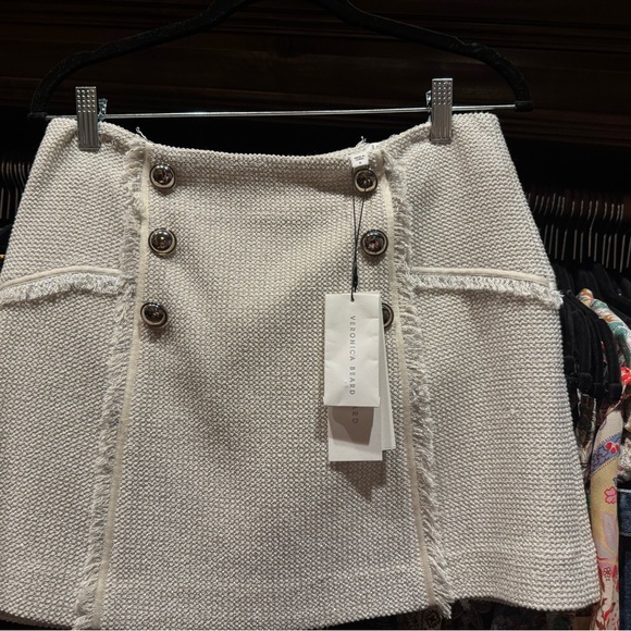 Veronica Beard Cream A-line Mini Skirt